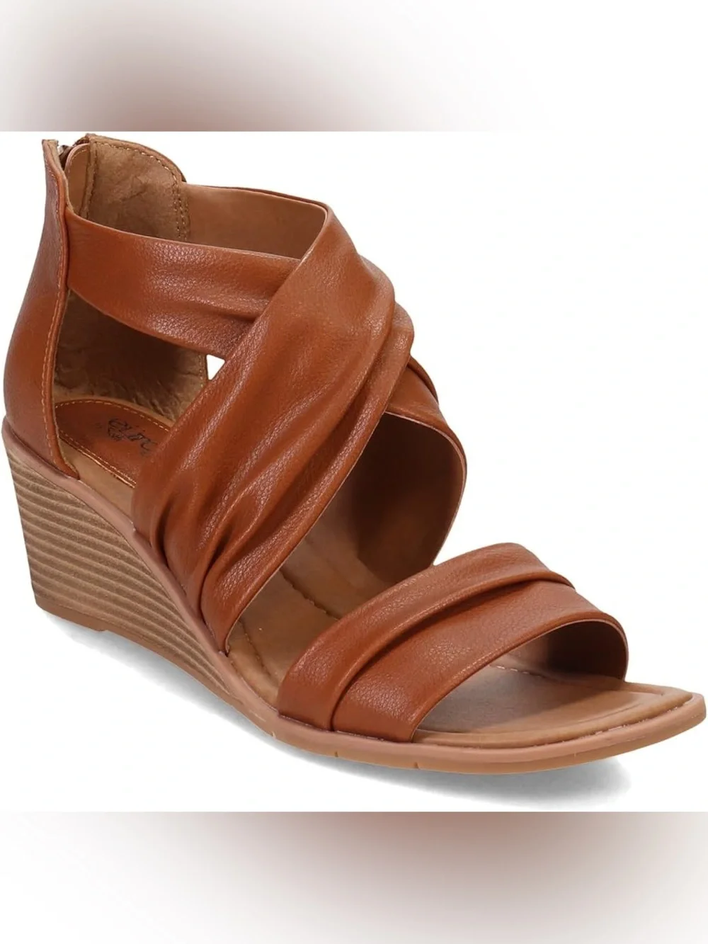 Eurosoft by Sofft Women's Ginnifer low wedge soft slip in dressy brown Sandals 9